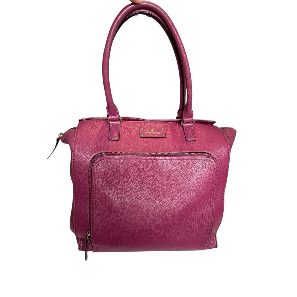 Kate Spade New York Baxter Street Fernrose Leather Shoulder bag Tote Bag Plum Lg - Picture 3 of 16